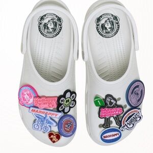 Madhappy Classic Crocs Unisex White Mules with Colorful Jibbitz M7 W9